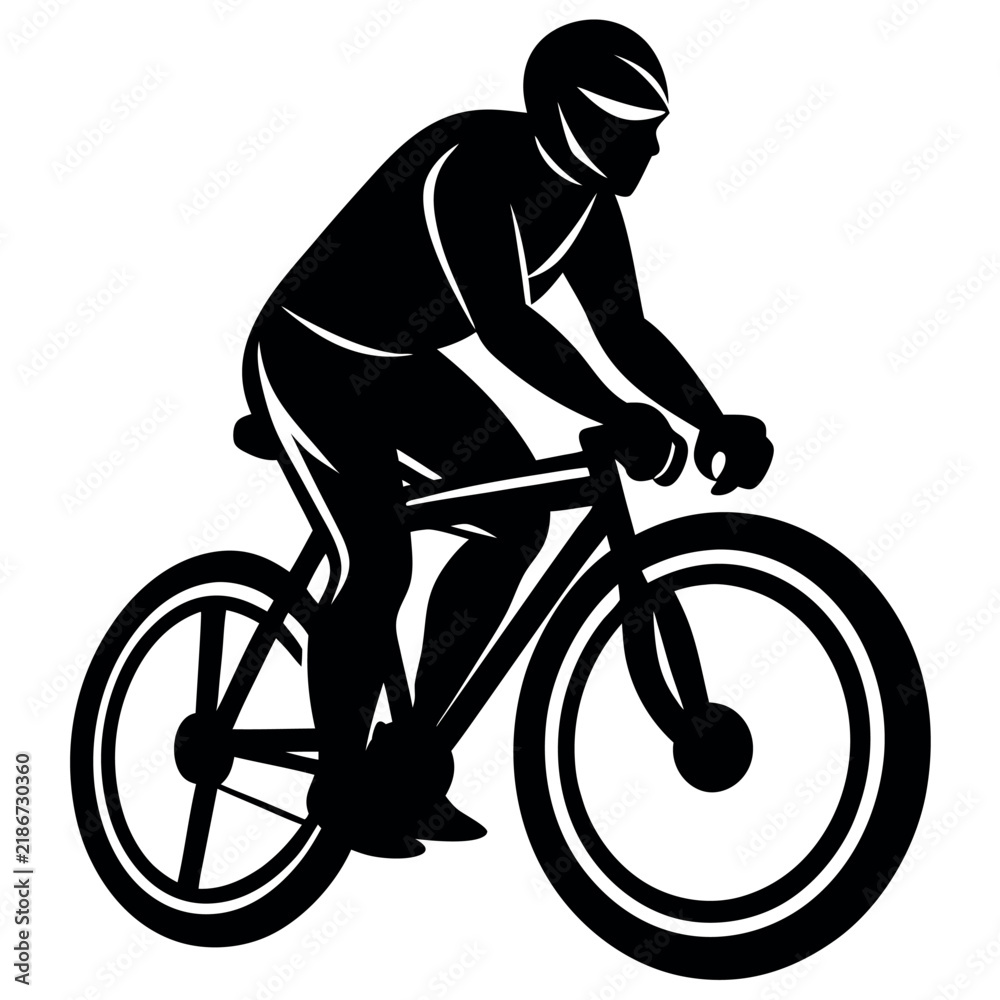 Fototapeta premium Bike rider silhouette on white background 