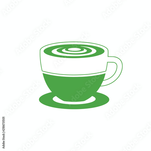 Green Tea Cup with Saucer Illustration