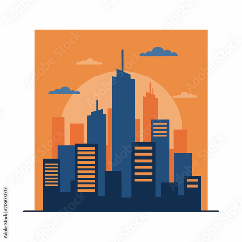 Modern City Skyline Vector Illustration