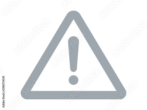 A simple grey triangular warning sign icon with an exclamation mark inside.