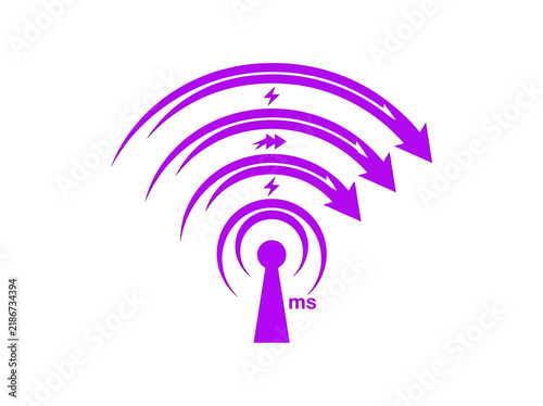 Purple abstract icon representing fast wireless internet connection speed and low latency.