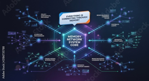 Tapety artystyczne Memory Network System Core With Connected Policy Encoding And Reinforcement Learning