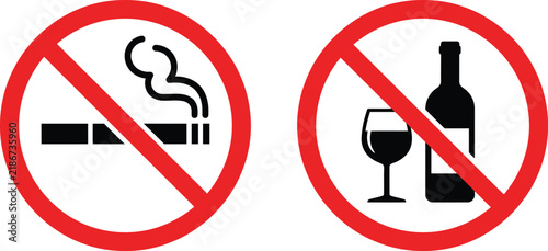 No smoking and no alcohol prohibition signs