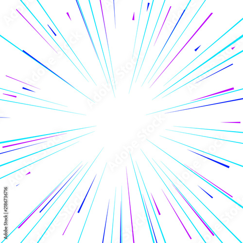 Neon Radial Burst Light Rays on Black Background