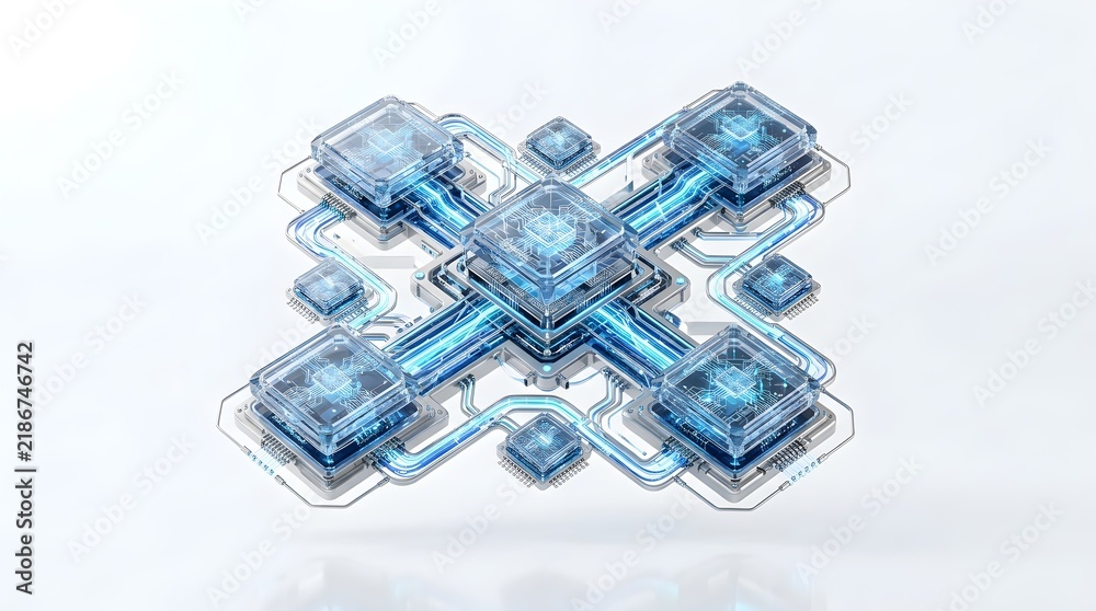 Fototapeta premium Advanced AI Chip Network and Semiconductor Computing Technology