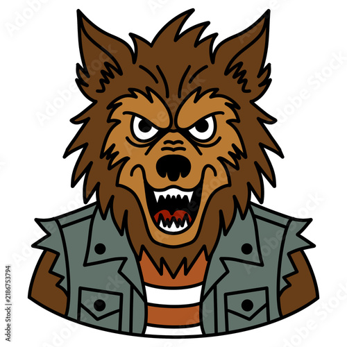 Quadro su tela Angry Werewolf Halloween Cartoon Character