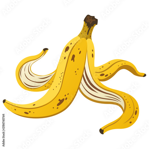 Принти на полотні Vector illustration of a discarded yellow banana peel with brown spots isolated