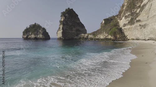 Aerial view of tropical landscape of diamond beach in Penida island, Bali, Indonesia