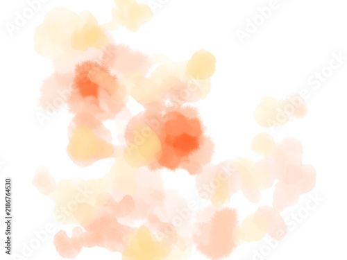 Tapety artystyczne 舞い散る花びらのようなピンク、オレンジ、黄色、赤色のにじんだ背景イラスト 
