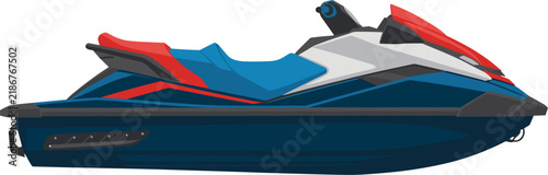 Side view illustration of a modern personal watercraft jet ski for summer recreation