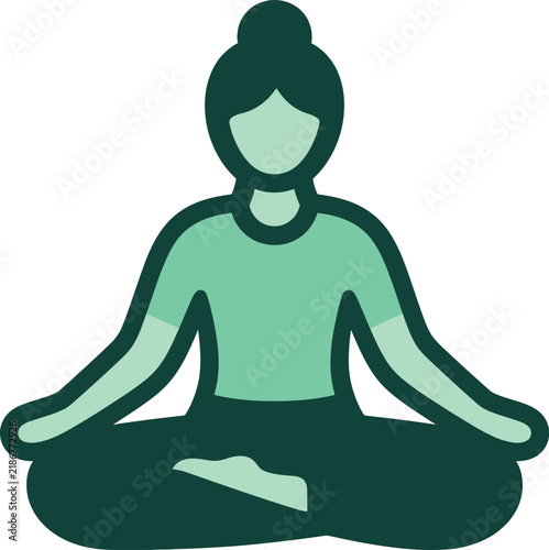 Minimalist vector icon of a person sitting in a lotus position for yoga and meditation practice