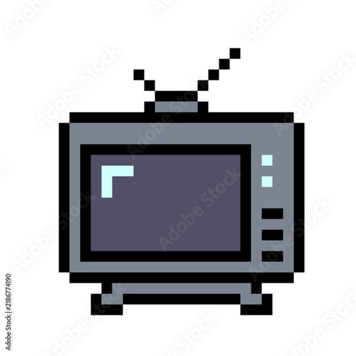 Retro Pixelated Television with Stand and Screen Glitch