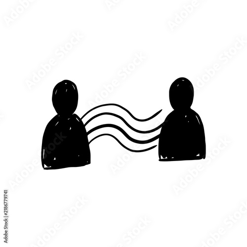 Canvastavla Minimalist hand drawn doodle of two people connected by wavy lines icon