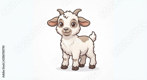 Baby goat vector illustration of a cute smiling white kid