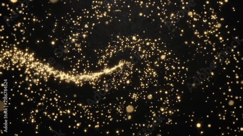Gif background with golden particles and sparkling bokeh lights