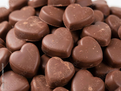close - up of chocolate candies in heart shape