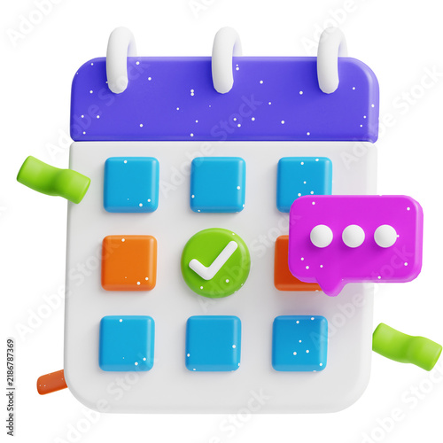 3d Illustration of Productivity Calendar Planning