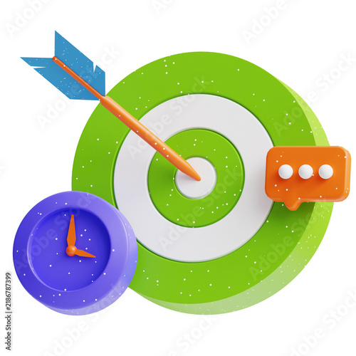 3d Illustration of Productivity Goal Target