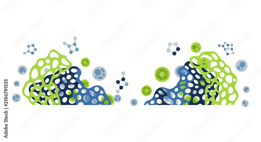 Fototapeta premium Abstract Biotech Cell and Molecule Structure Illustration