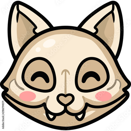 Cute kawaii animal skull illustration with blushing cheeks and happy expression sticker design
