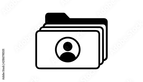 Folder icon with user profile symbol, representing personal data storage, account management, or user directory, flat vector graphic