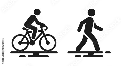 Foto Cycling and walking activity icon set