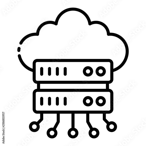 Plakat cloud server outline icon. storage hardware unit. web hosting network. it infrastructure