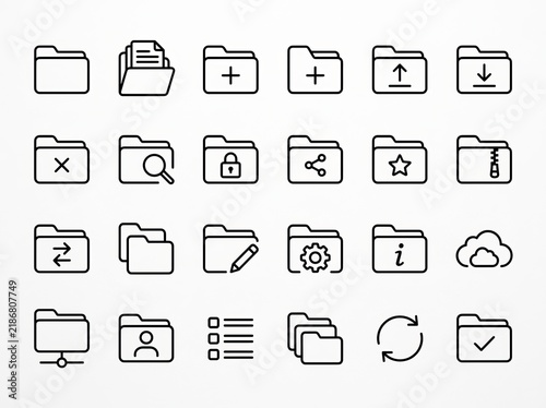 Minimalist File and Computer Icons Set for UI Design.