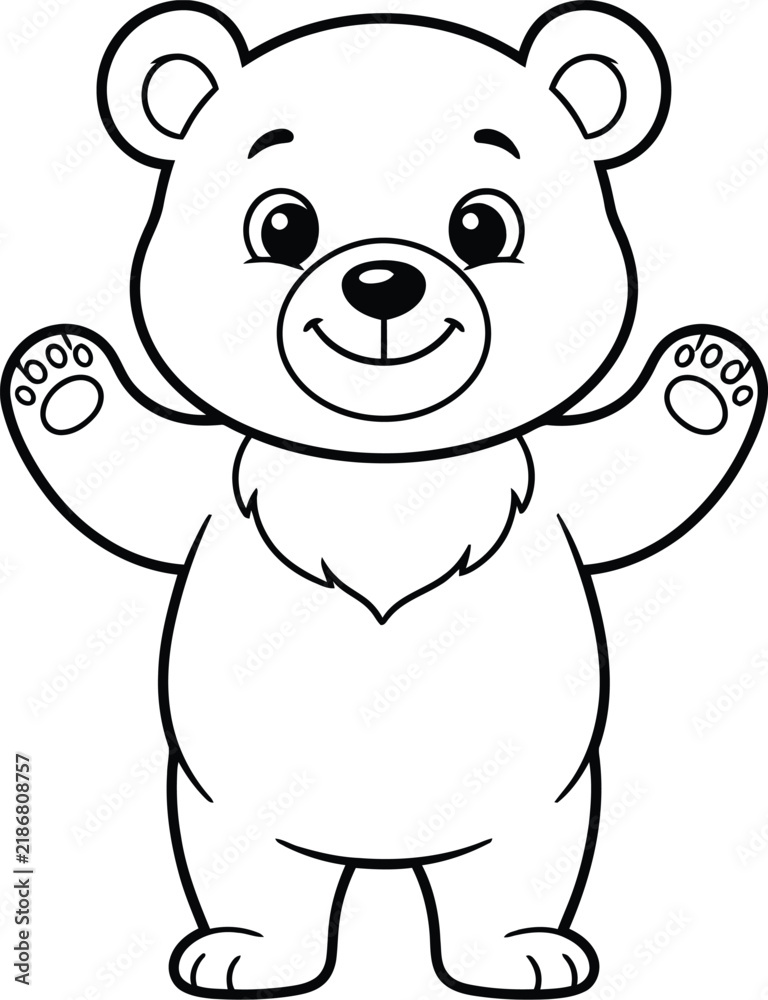 Obraz premium Adorable baby bear coloring page a fun and creative activity for kids of all ages to enjoy and express their artistic skills