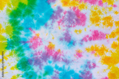 Colorful tie dye fabric texture background.