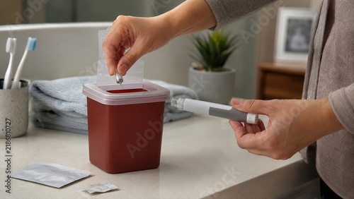 Safe GLP-1 Injection Needle Disposal Into Sharps Container After Home Weight Treatment