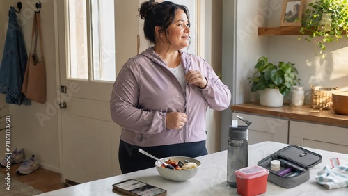 Woman Preparing Healthy Morning Routine With GLP-1 Weight Management Injection Supplies at Home