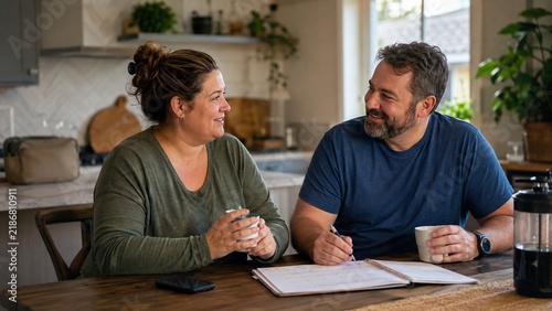 Couple Planning Healthy Lifestyle Goals Together During GLP-1 Weight Management Treatment at Home