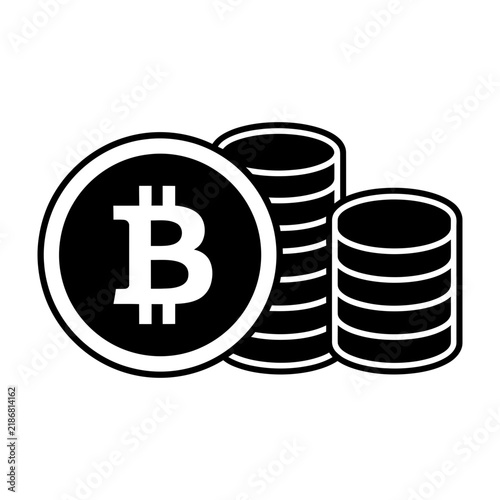 Bitcoin cryptocurrency coins stacked