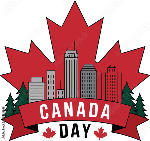 Canada Day Skyline Illustration Celebrating Canadian Heritage