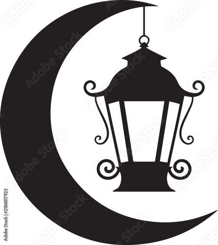 Crescent Moon Lantern Symbol Illustration for Elegant Design Inspiration