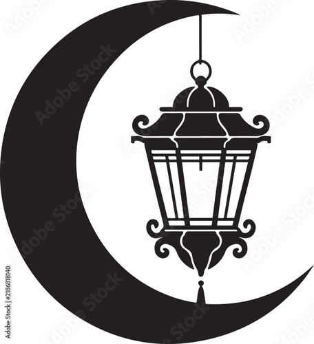Crescent Moon Lantern Symbol Illustration for Elegant Design Inspiration