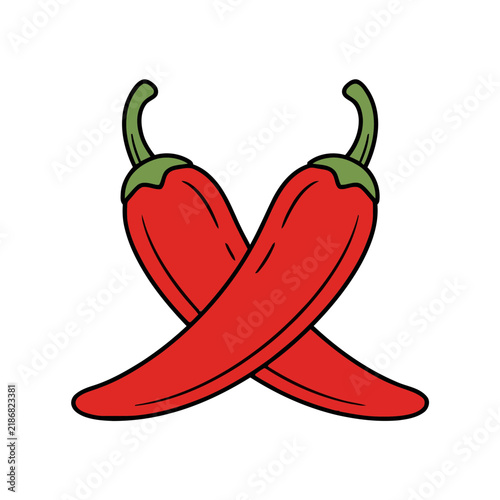 Two Red Chili Peppers Crossed