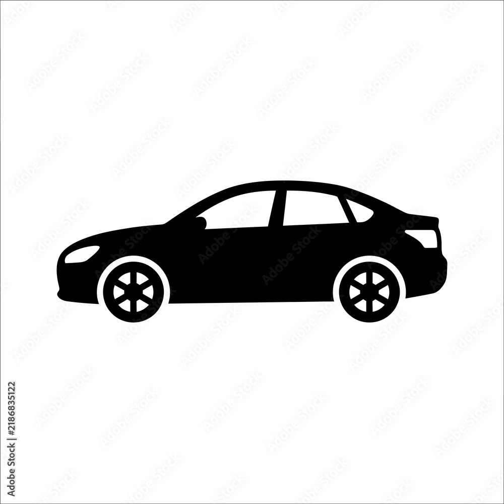 Fototapeta premium Sedan car silhouette for transportation and travel on transparent background.