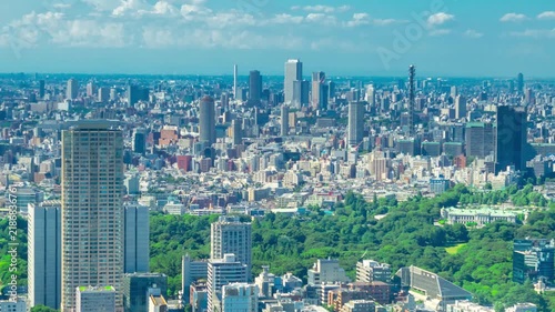 東京・鳥瞰で望む都心の町並み タイムラプス