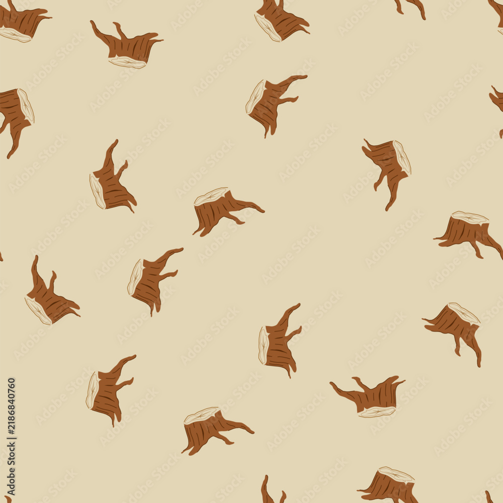 Obraz premium pattern nature stump cartoon. trunk growth, wooden stump, texture life nature stump sign. seamless vector illustration