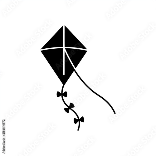 Foto Black kite flying with bows on string isolated on transparent background for fun