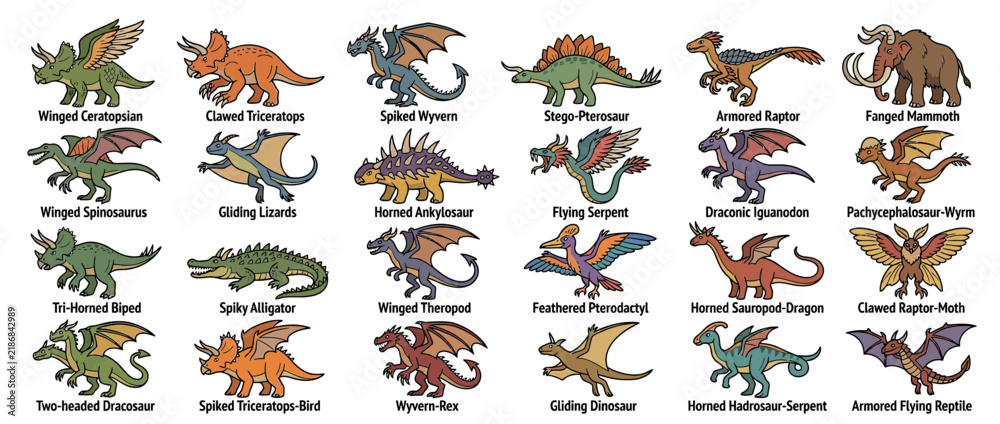 Obraz premium Collection of Fantasy Creatures and Mythical Beasts