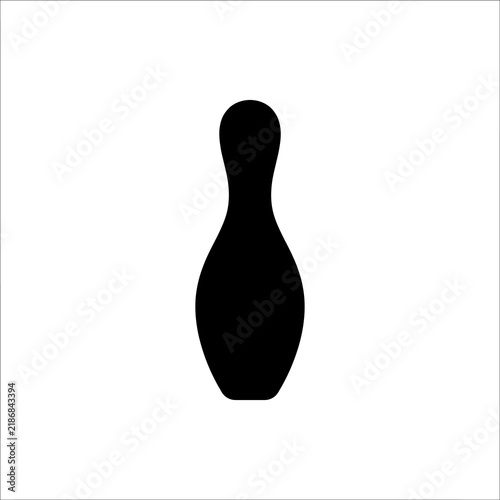 Quadro su tela Black bowling pin silhouette icon on transparent background for game and sports design