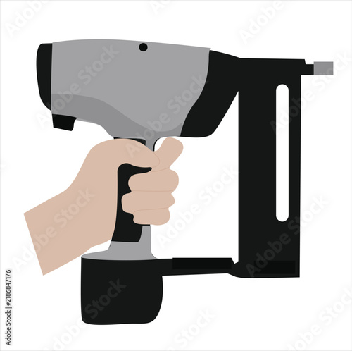 Obraz na plátne Brad Nailer. Modern Pneumatic Nail Gun Power Too