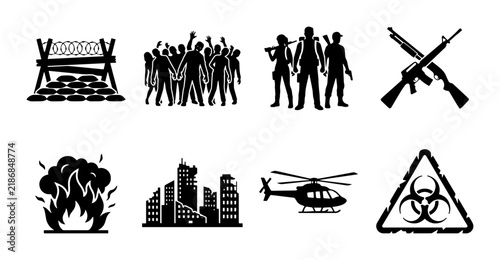 Survival Icons: Military, Crowd, Weapons, City, Biohazard, Helicopter