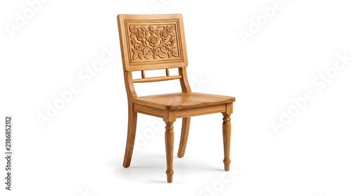 Classic Wooden Dining Chair with Decorative Carved Backrest