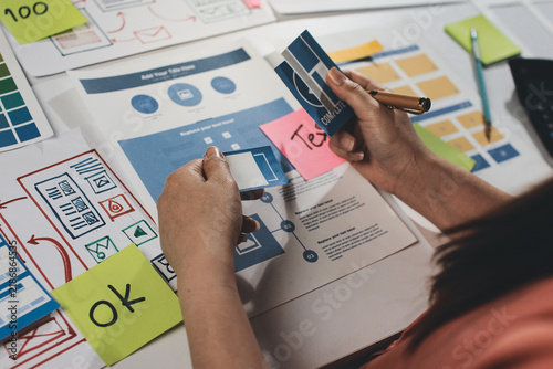team of UI UX web designer are working together to develop mobile responsive websites with UI UX front end designer previews