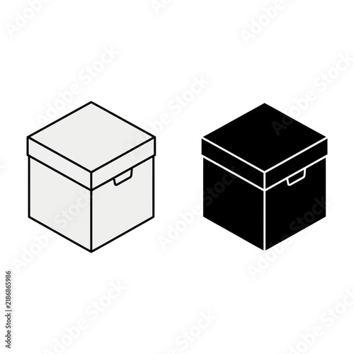 black and white boxes with handles side by side