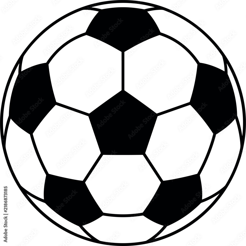 Fototapeta premium Soccer Ball Classic Football Leather Pattern Line Art Vector Illustration